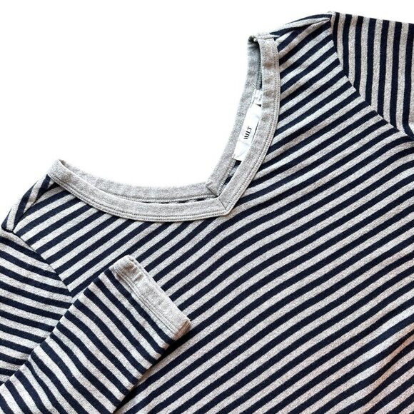 WILT Womens Double V Sweater Knit Jumper Size M Pullover Contrasting Stripe Gray - Picture 7 of 7